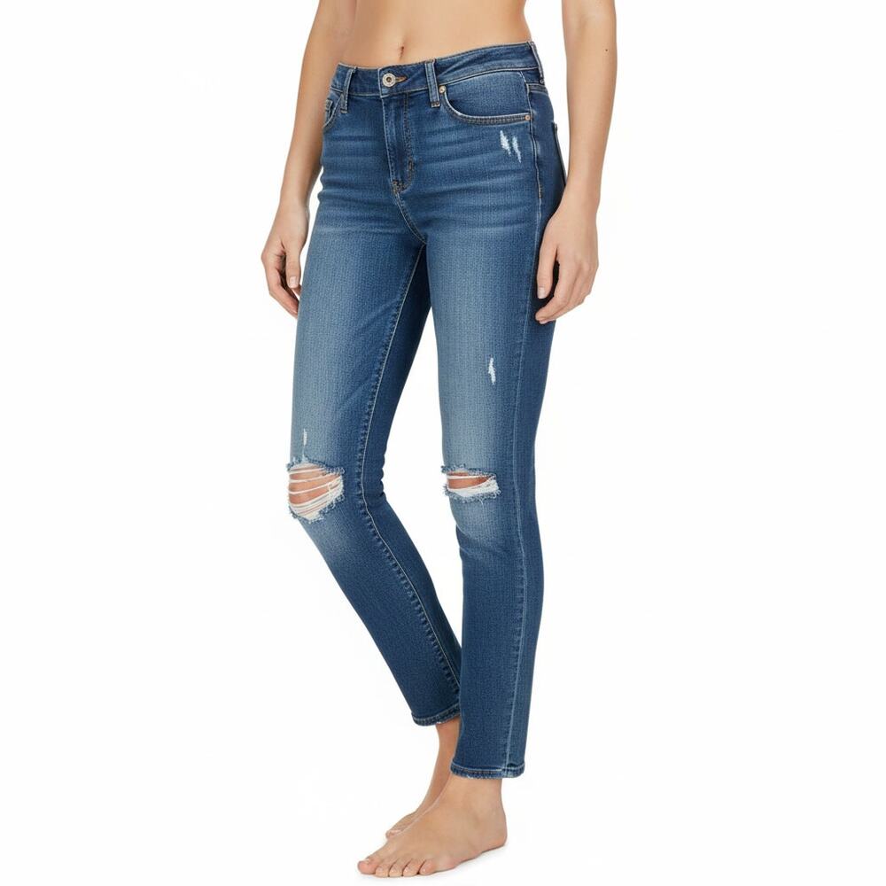 J Brand Blue Medium Wash Cropped Mid-Rise Skinny Leg Jean, US24